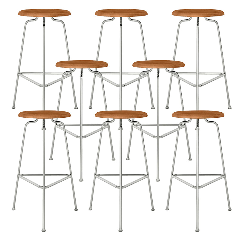 Contemporary Armless Round Backless Bar Stool with Metal Base