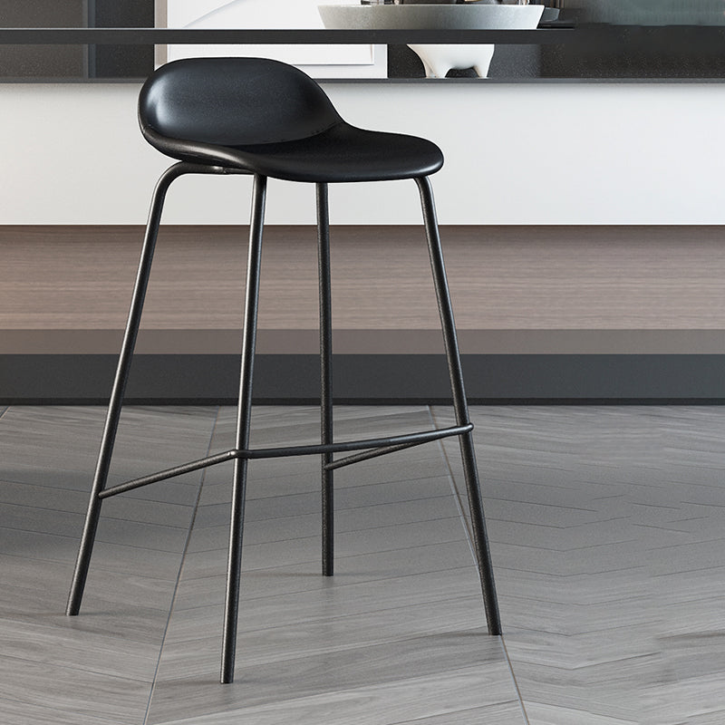 Contemporary Faux Leather Bucket Bar Stools with Black Metal Base