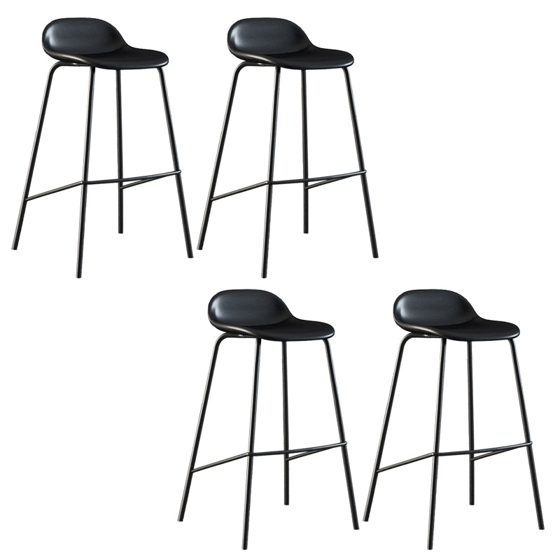 Contemporary Faux Leather Bucket Bar Stools with Black Metal Base