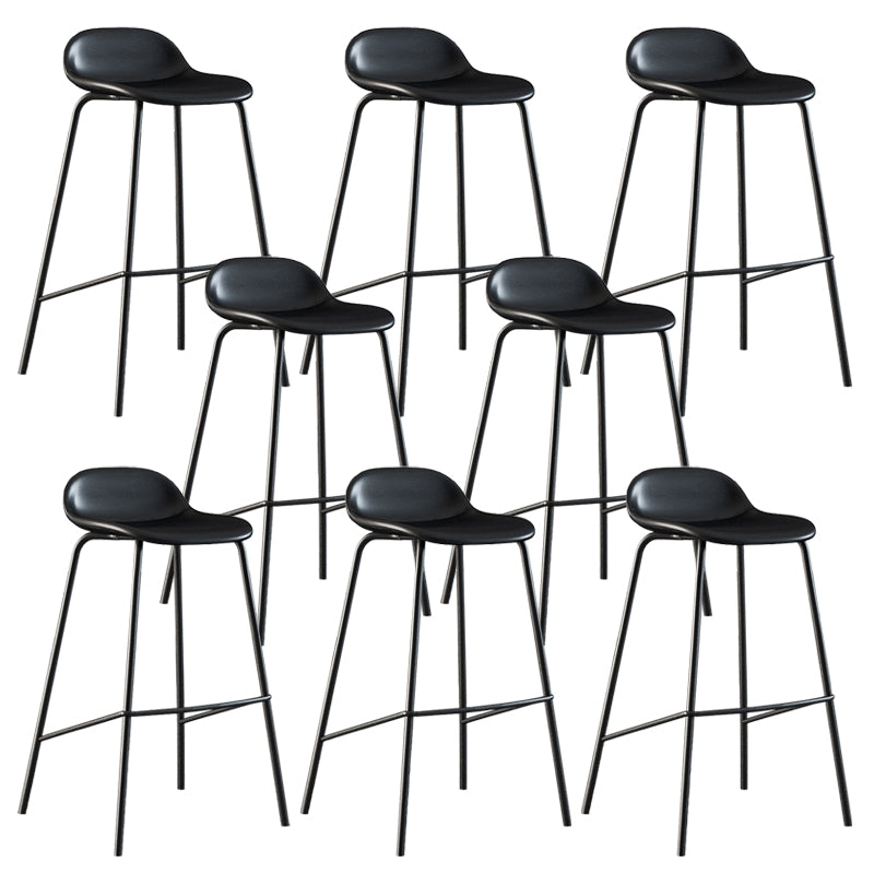 Contemporary Faux Leather Bucket Bar Stools with Black Metal Base