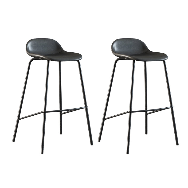 Contemporary Faux Leather Bucket Bar Stools with Black Metal Base