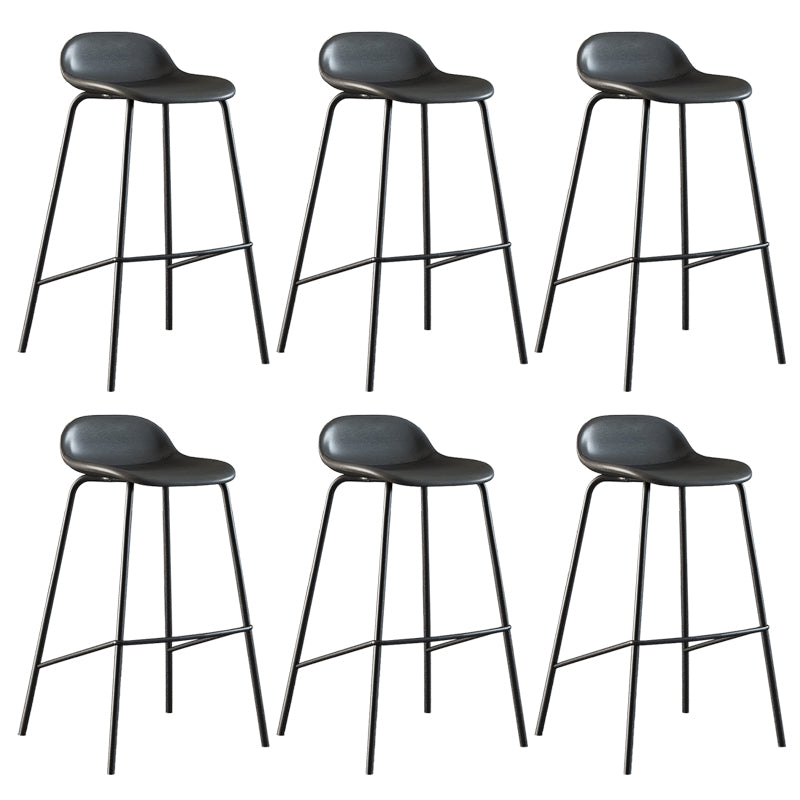 Contemporary Faux Leather Bucket Bar Stools with Black Metal Base