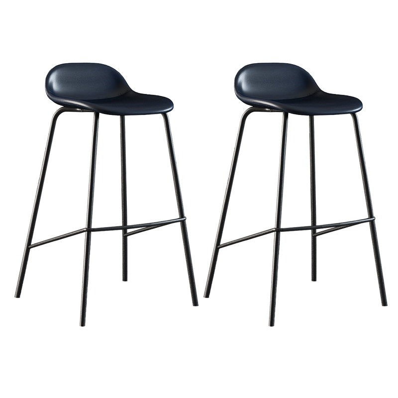 Contemporary Faux Leather Bucket Bar Stools with Black Metal Base