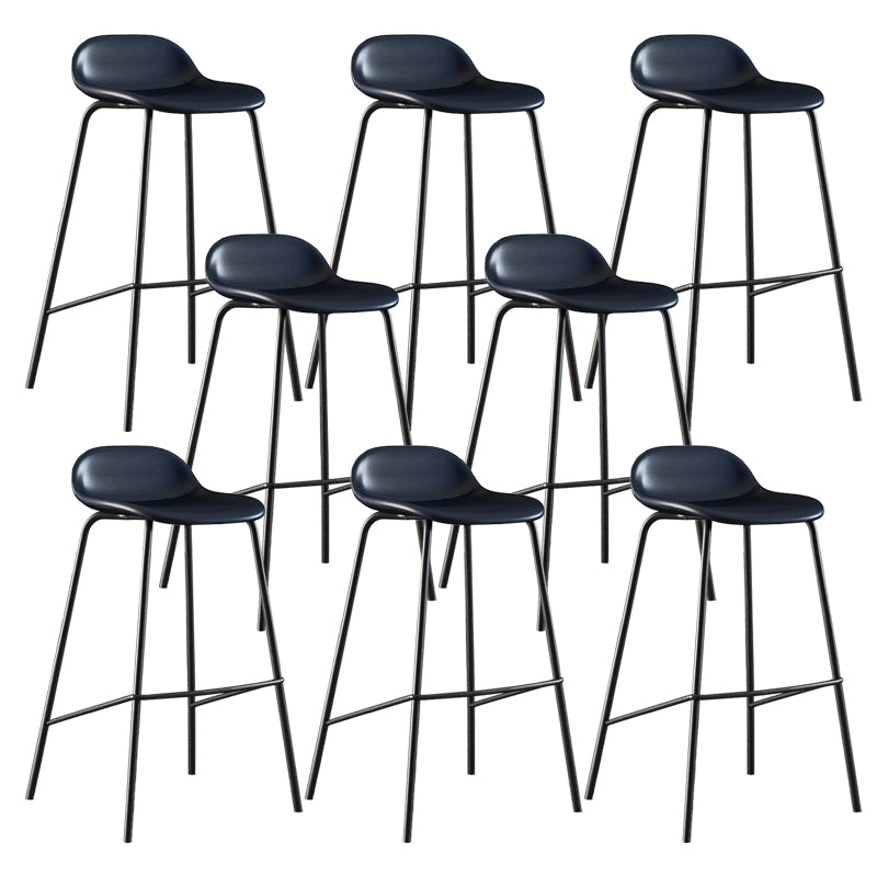 Contemporary Faux Leather Bucket Bar Stools with Black Metal Base