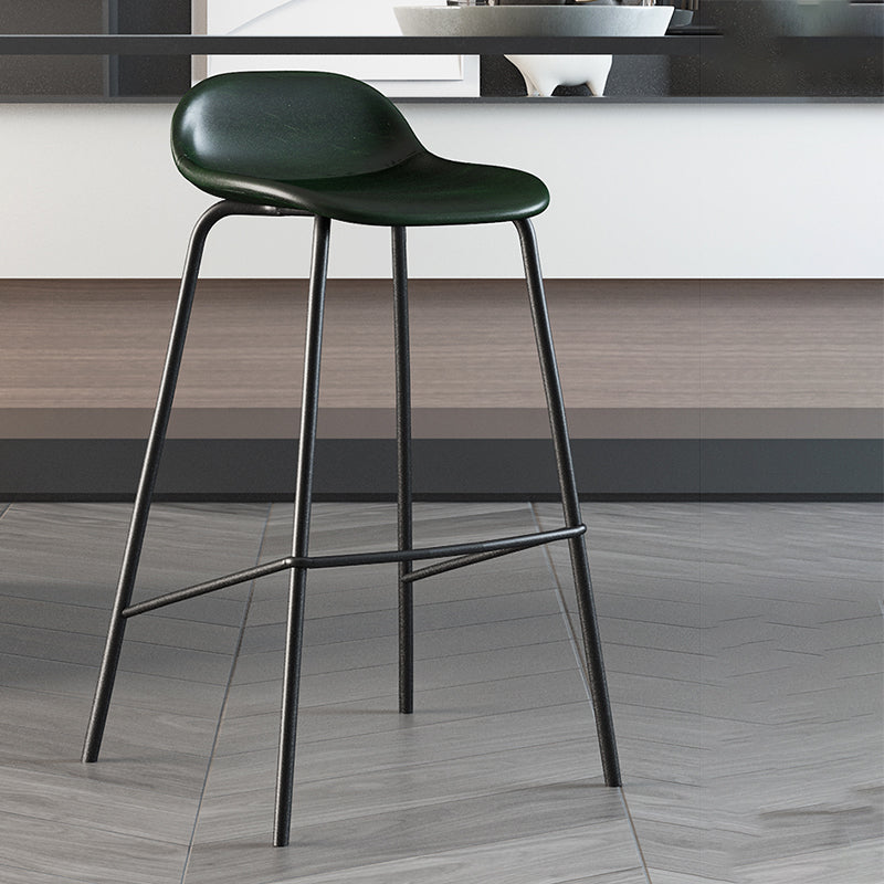 Contemporary Faux Leather Bucket Bar Stools with Black Metal Base