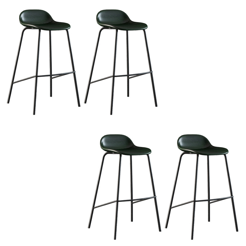 Contemporary Faux Leather Bucket Bar Stools with Black Metal Base