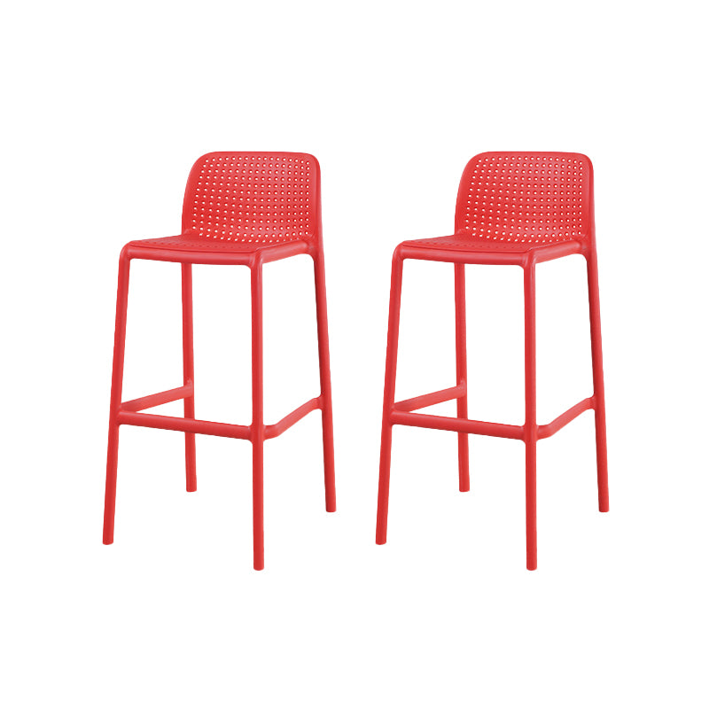 Contemporary Low Back Plastic Armless Bar Stool with Footrest
