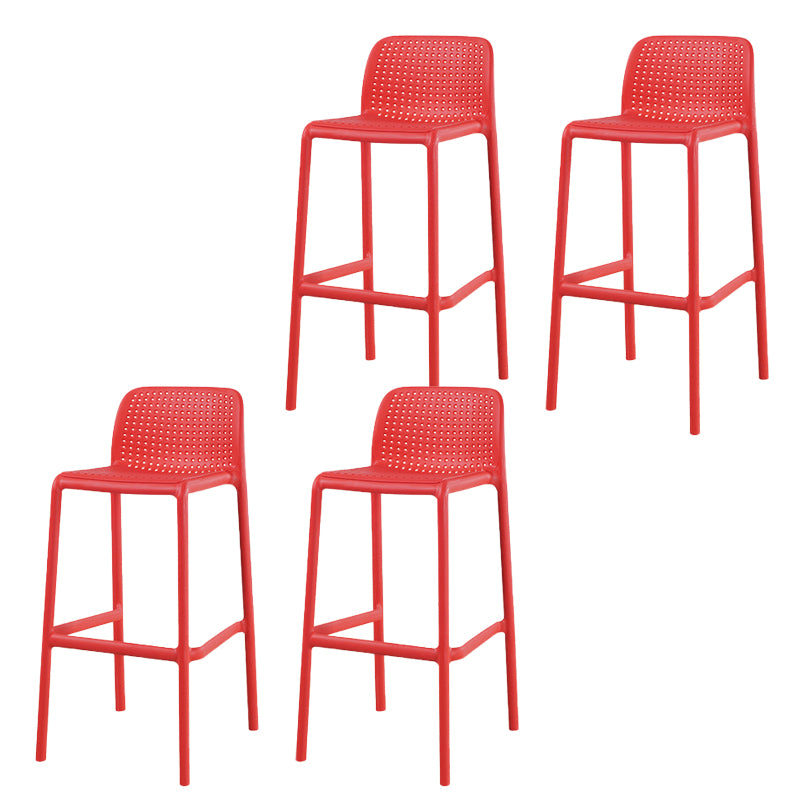 Contemporary Low Back Plastic Armless Bar Stool with Footrest