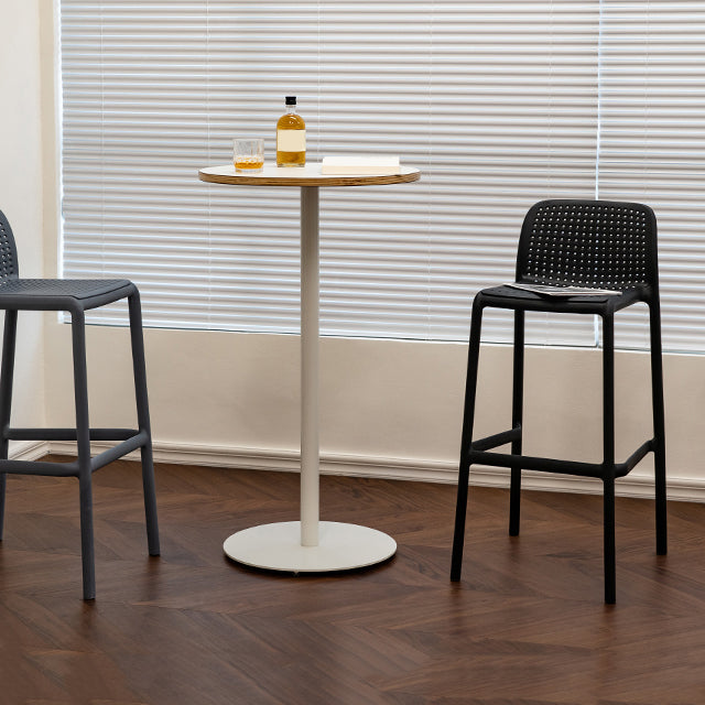Contemporary Low Back Plastic Armless Bar Stool with Footrest
