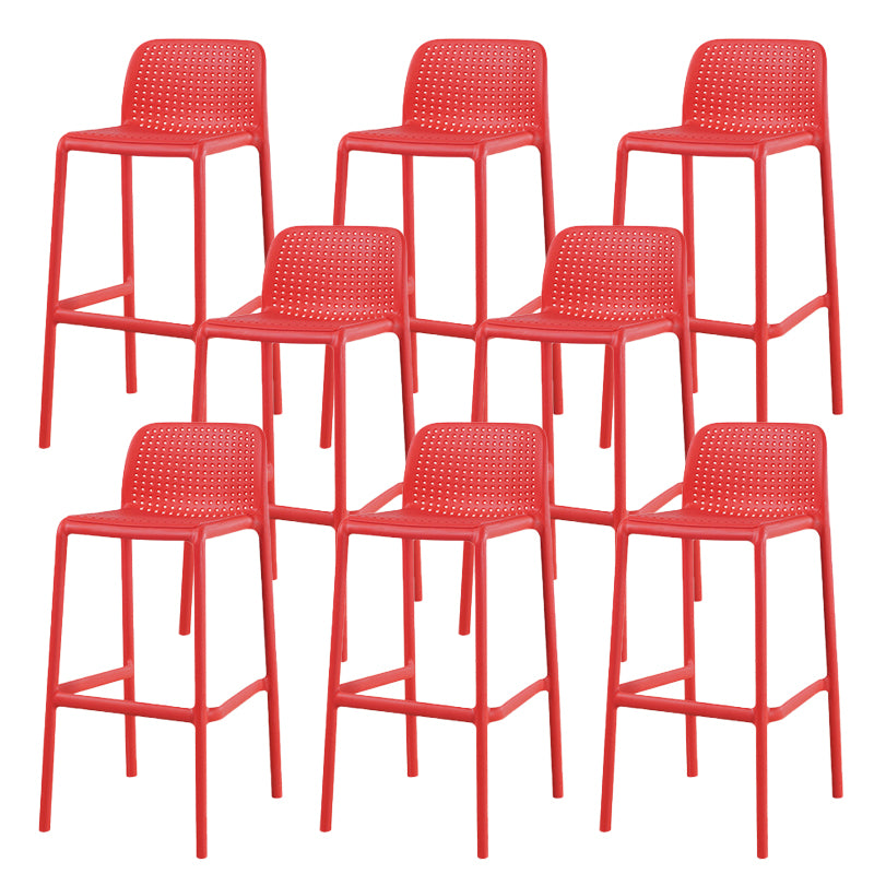 Contemporary Low Back Plastic Armless Bar Stool with Footrest