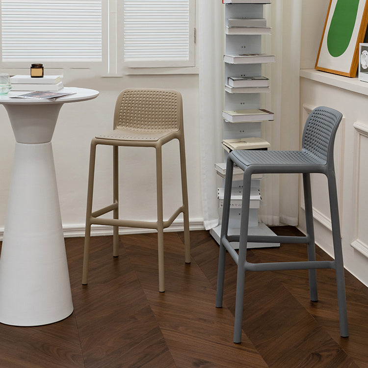 Contemporary Low Back Plastic Armless Bar Stool with Footrest