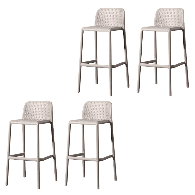 Contemporary Low Back Plastic Armless Bar Stool with Footrest