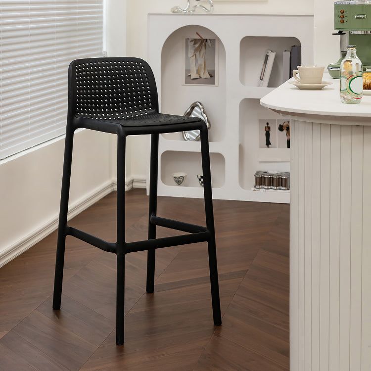 Contemporary Low Back Plastic Armless Bar Stool with Footrest