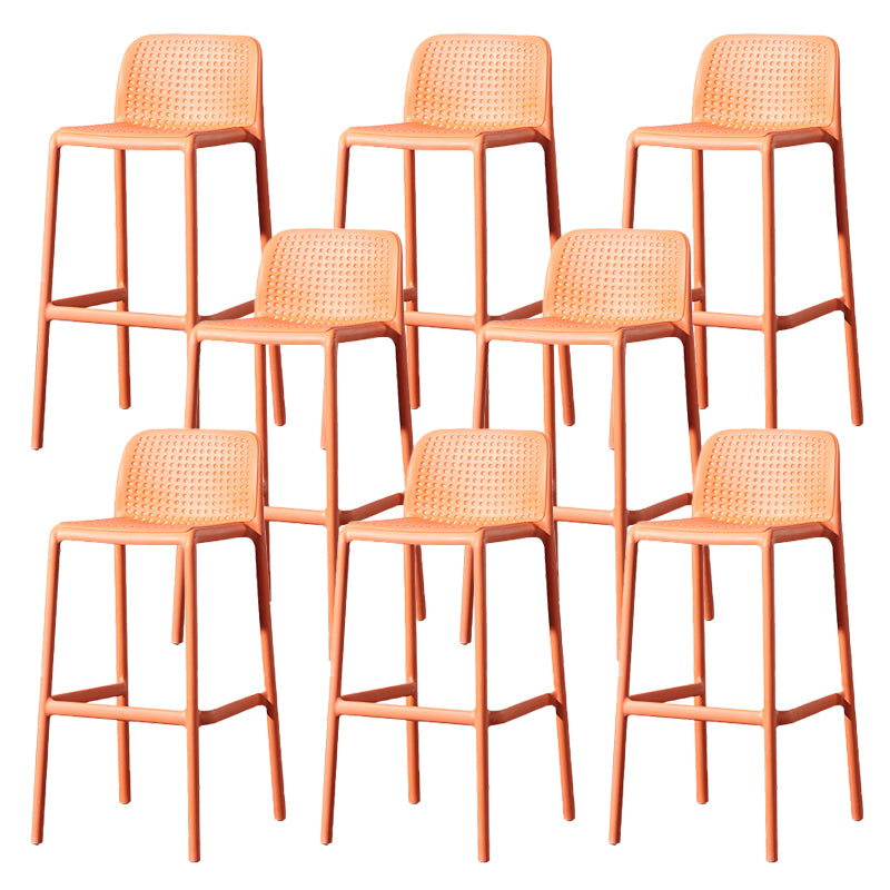 Contemporary Low Back Plastic Armless Bar Stool with Footrest