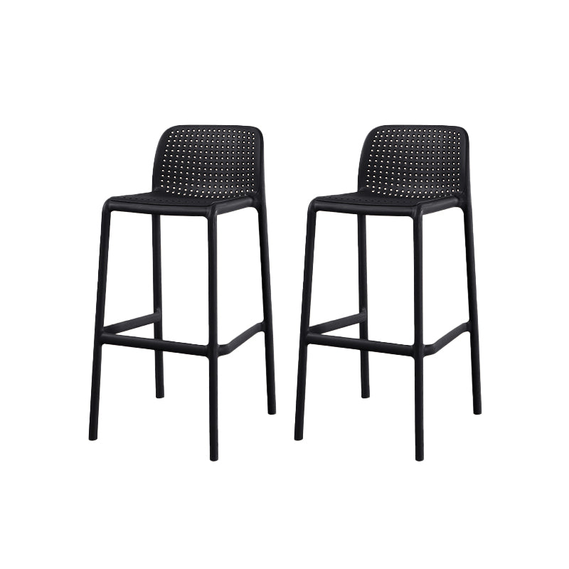Contemporary Low Back Plastic Armless Bar Stool with Footrest