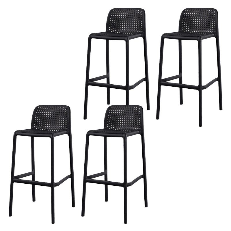 Contemporary Low Back Plastic Armless Bar Stool with Footrest