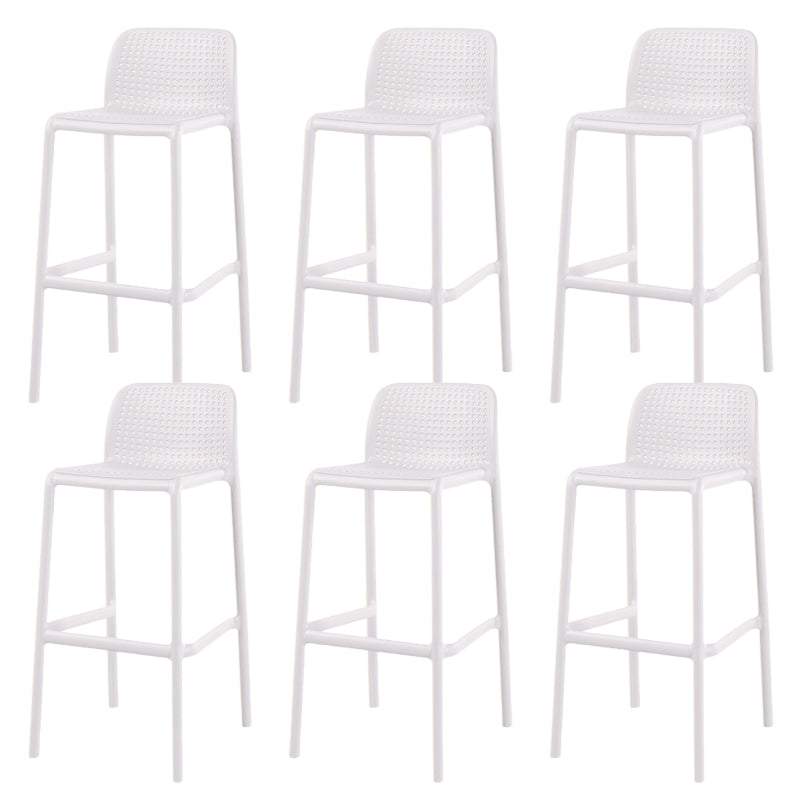 Contemporary Low Back Plastic Armless Bar Stool with Footrest
