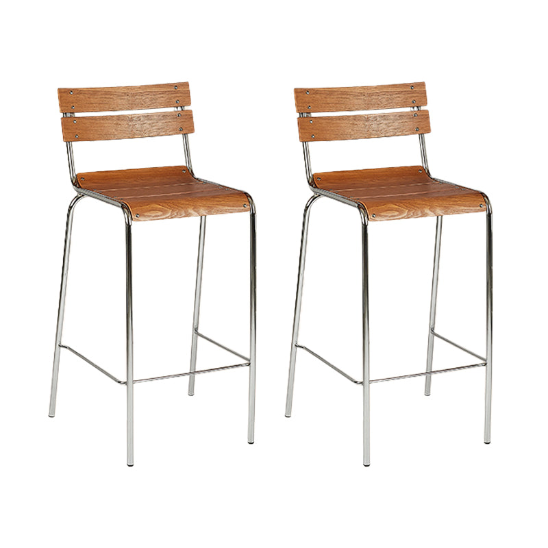 Contemporary Low Back Armless Bar Stool with Silver Metal Base