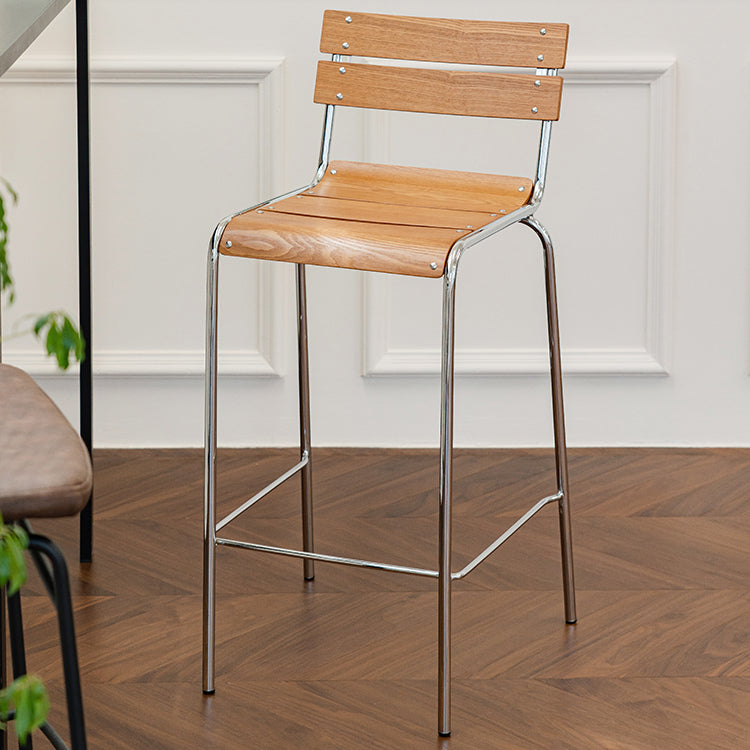 Contemporary Low Back Armless Bar Stool with Silver Metal Base