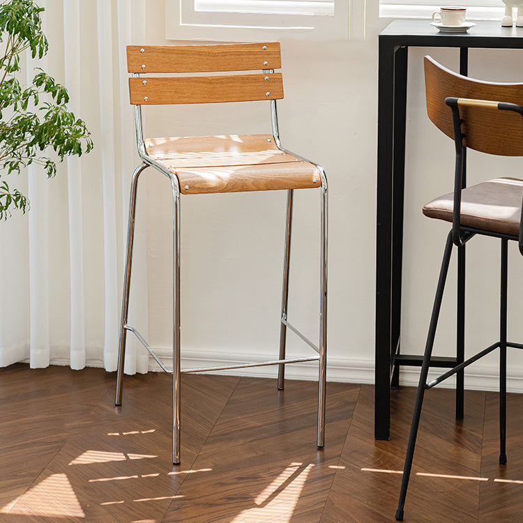 Contemporary Low Back Armless Bar Stool with Silver Metal Base