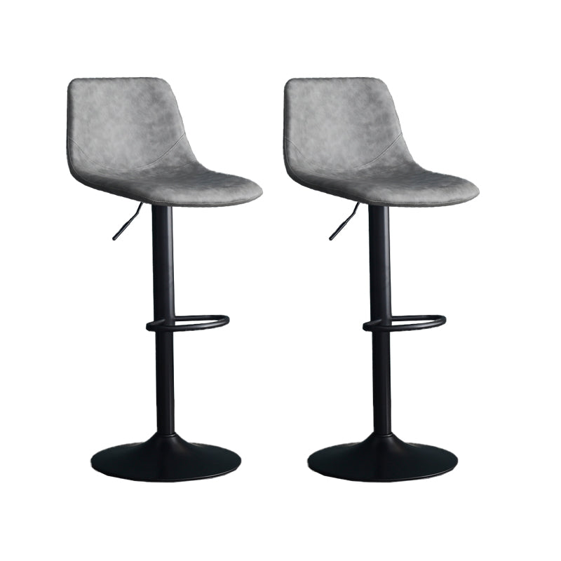 Adjustable Height Swivel Armless Bar Stool with Black Metal Base