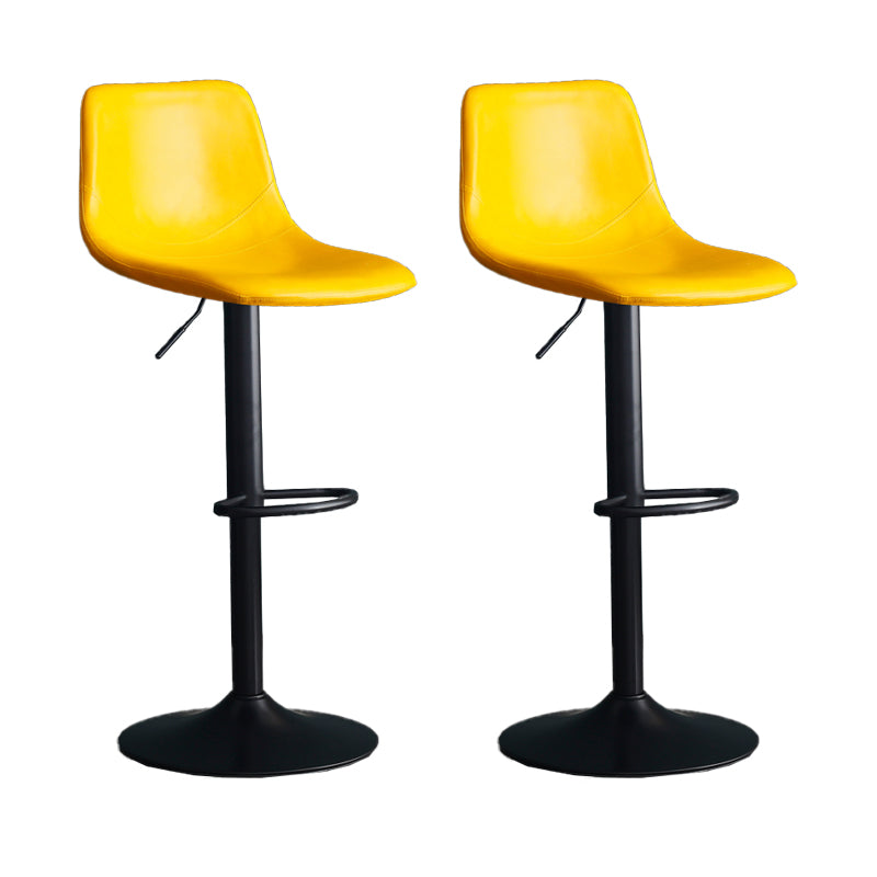 Adjustable Height Swivel Armless Bar Stool with Black Metal Base