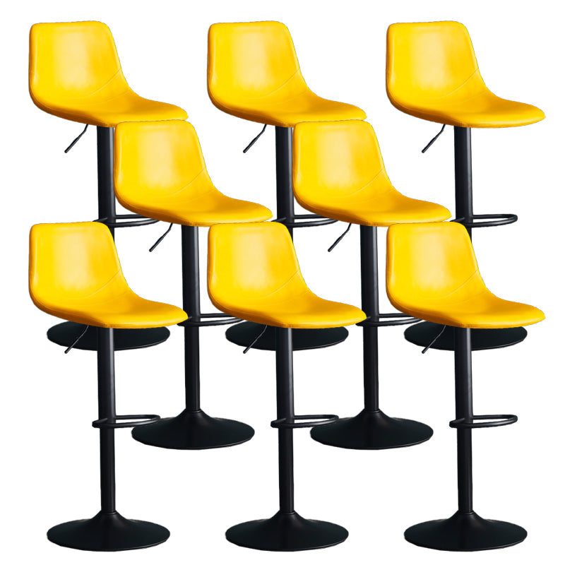 Adjustable Height Swivel Armless Bar Stool with Black Metal Base