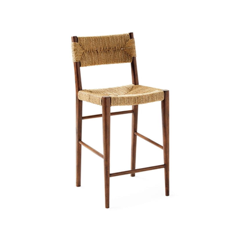 Contemporary Low Back Armless Bar Stool with Ash Solid Wood Base