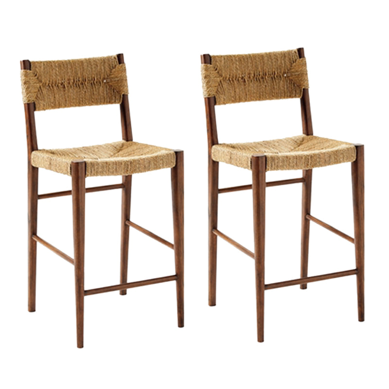 Contemporary Low Back Armless Bar Stool with Ash Solid Wood Base