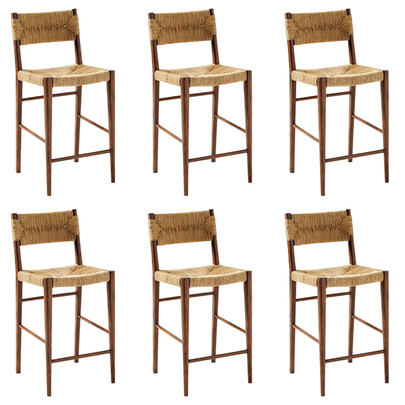 Contemporary Low Back Armless Bar Stool with Ash Solid Wood Base