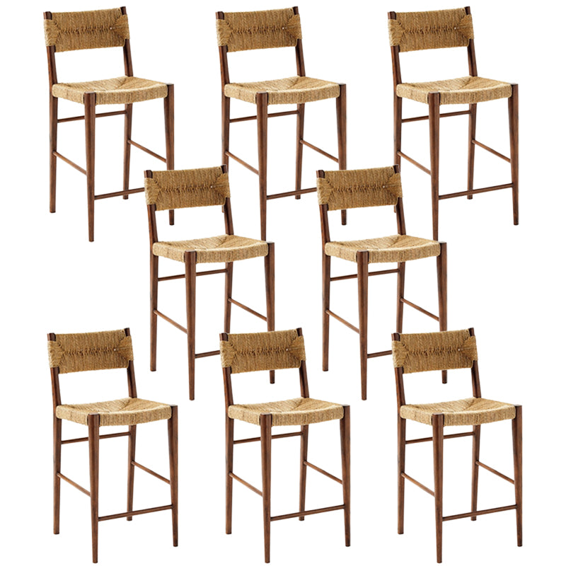 Contemporary Low Back Armless Bar Stool with Ash Solid Wood Base