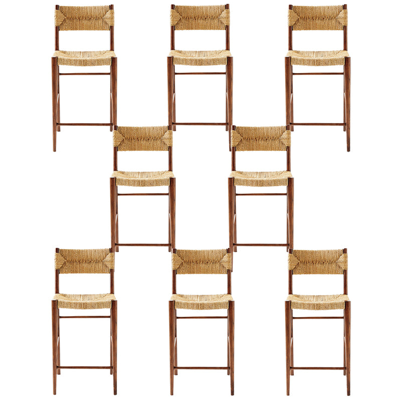 Contemporary Low Back Armless Bar Stool with Ash Solid Wood Base