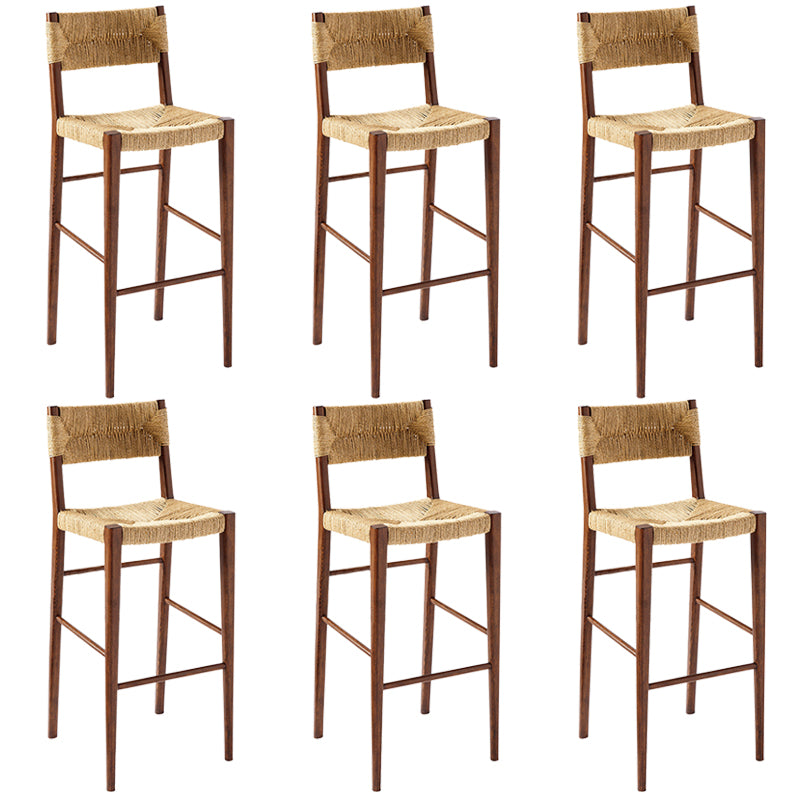 Contemporary Low Back Armless Bar Stool with Ash Solid Wood Base