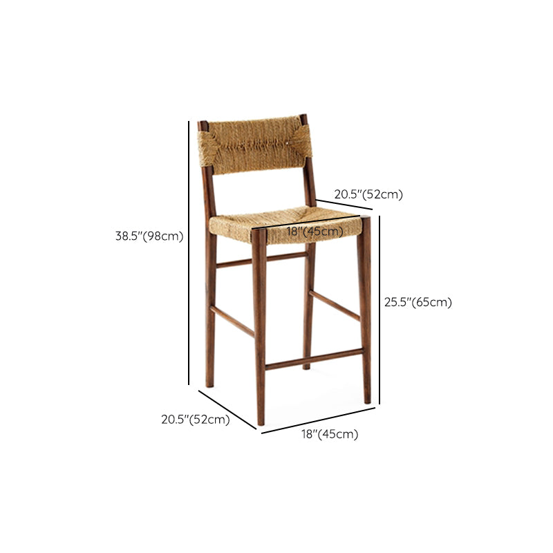 Contemporary Low Back Armless Bar Stool with Ash Solid Wood Base