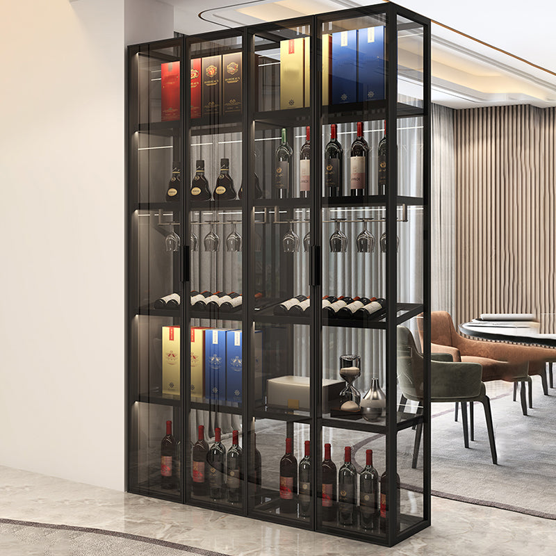 Modern Freestanding Metal Stackable Wine Holder Rack with Storage Shelves