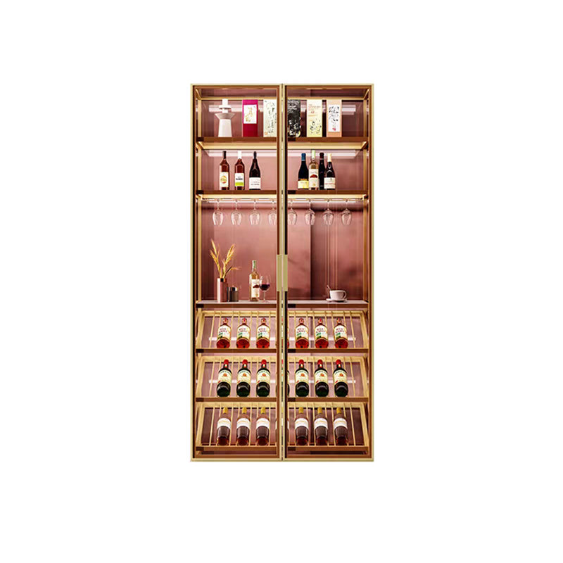 Modern Freestanding Metal Stackable Wine Holder Rack with Storage Shelves