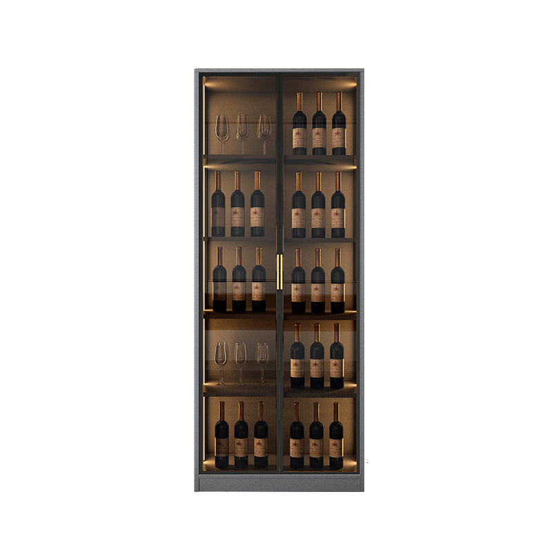 Contemporary Freestanding Wooden Wine Bottle Holder with Storage Shelves