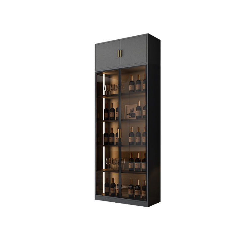 Contemporary Freestanding Wooden Wine Bottle Holder with Storage Shelves