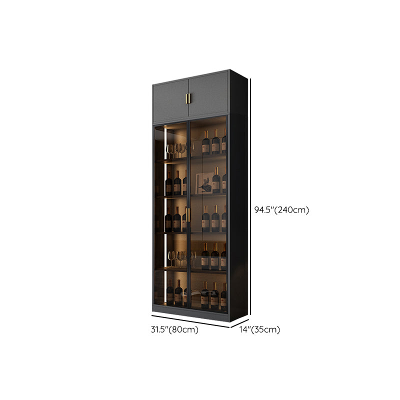 Contemporary Freestanding Wooden Wine Bottle Holder with Storage Shelves