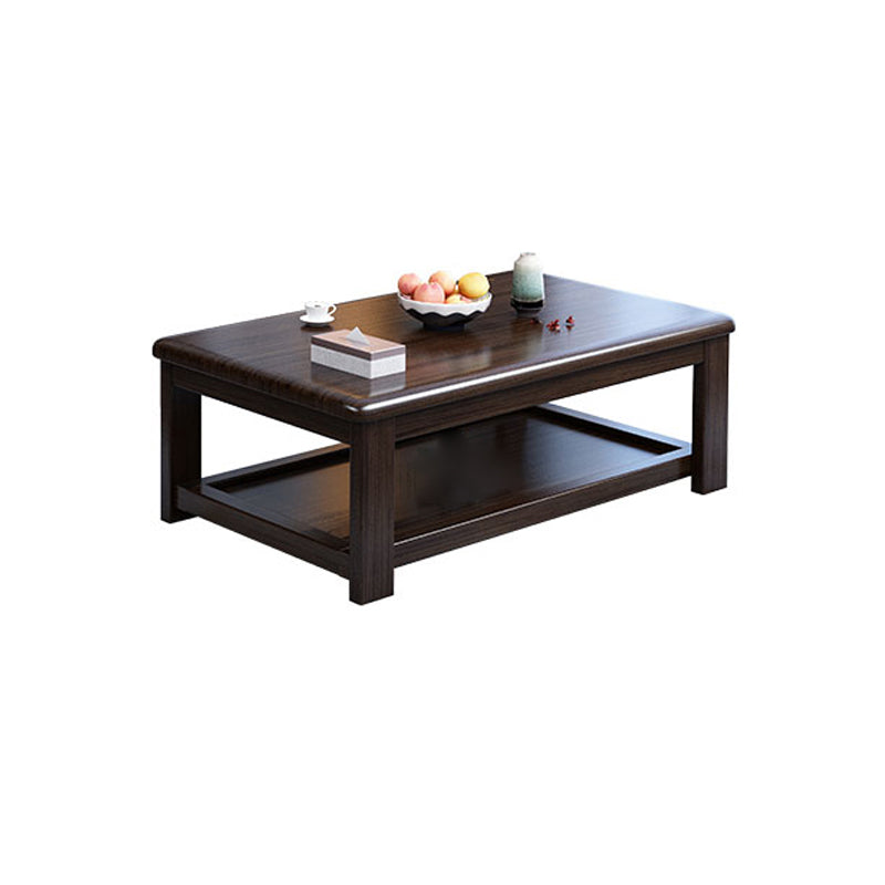 16"H Mid-Century Modern Coffee Cocktail Table with Storage Shelf