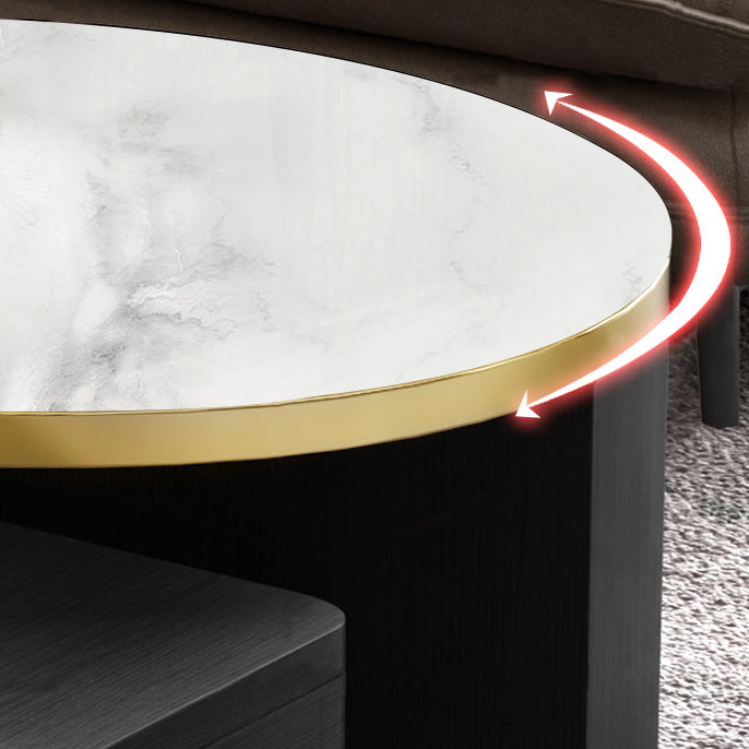 White Block Slate Rectangular Coffee Cocktail Table with Storage