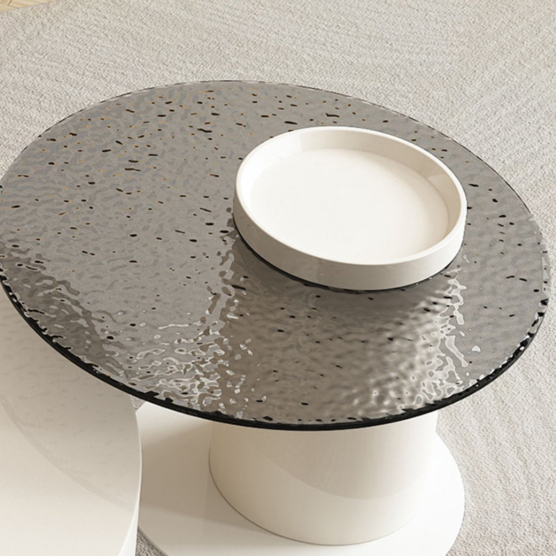 White Contemporary Wooden Round Coffee Cocktail Table with Storage