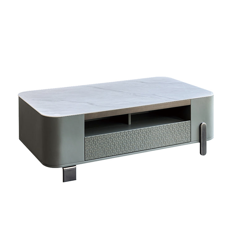 27" Wide Contemporary 4 Legs Slate White Rectangular Coffee Table
