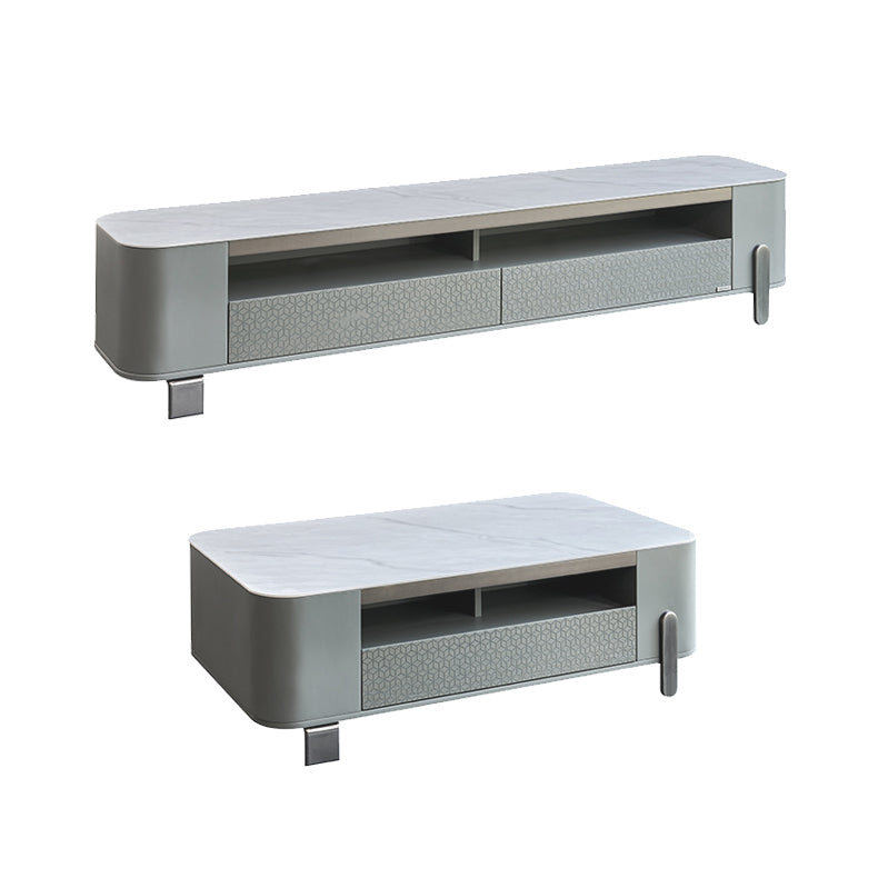 27" Wide Contemporary 4 Legs Slate White Rectangular Coffee Table