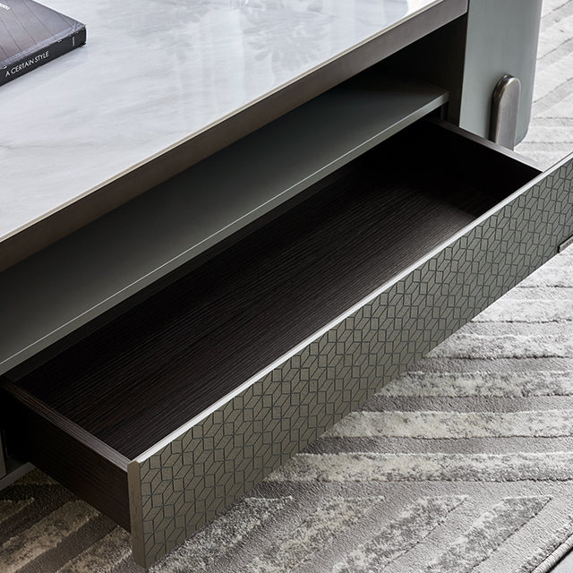 27" Wide Contemporary 4 Legs Slate White Rectangular Coffee Table