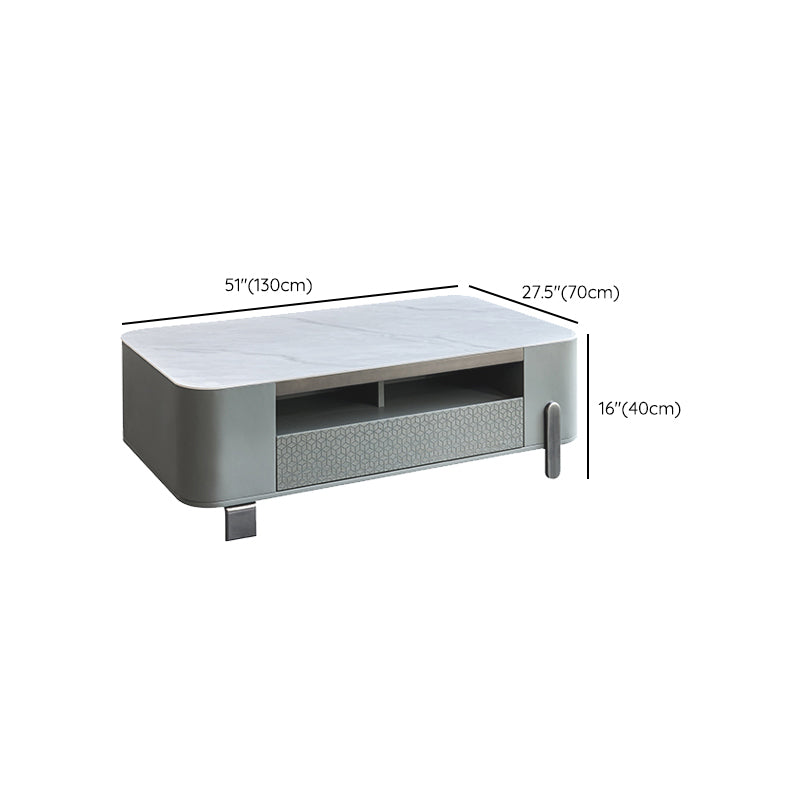 27" Wide Contemporary 4 Legs Slate White Rectangular Coffee Table