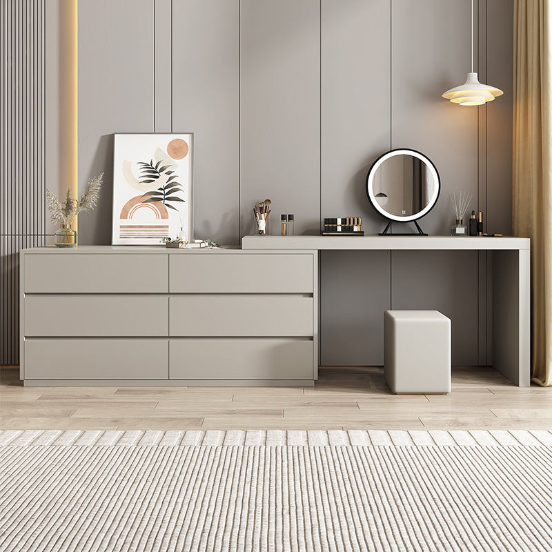 3-Piece Wood Standing Modern Vanity Dressing Table Set with Drawers