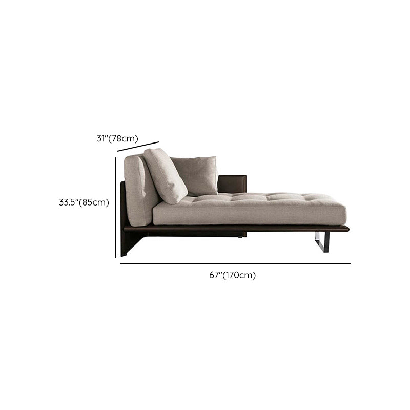 Wood and Leather Frame Cushioned Chaise Lounge Couch - 66.9" W