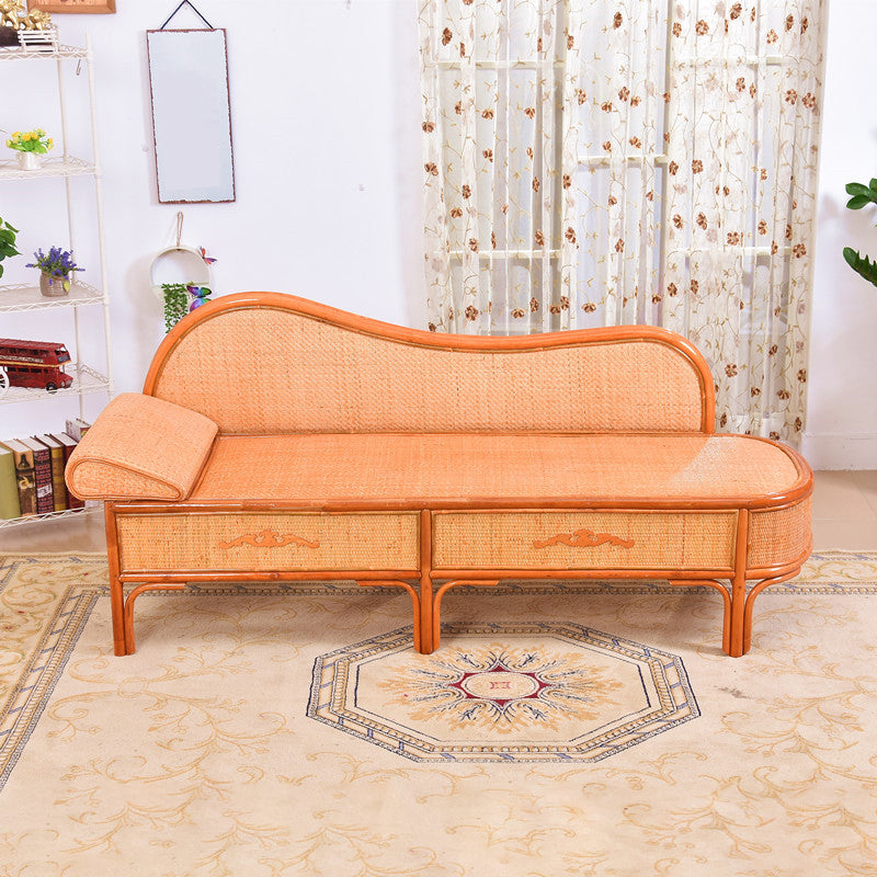 33" H Rattan Accent Chaise Lounge Chair/TV Chair with Pillow