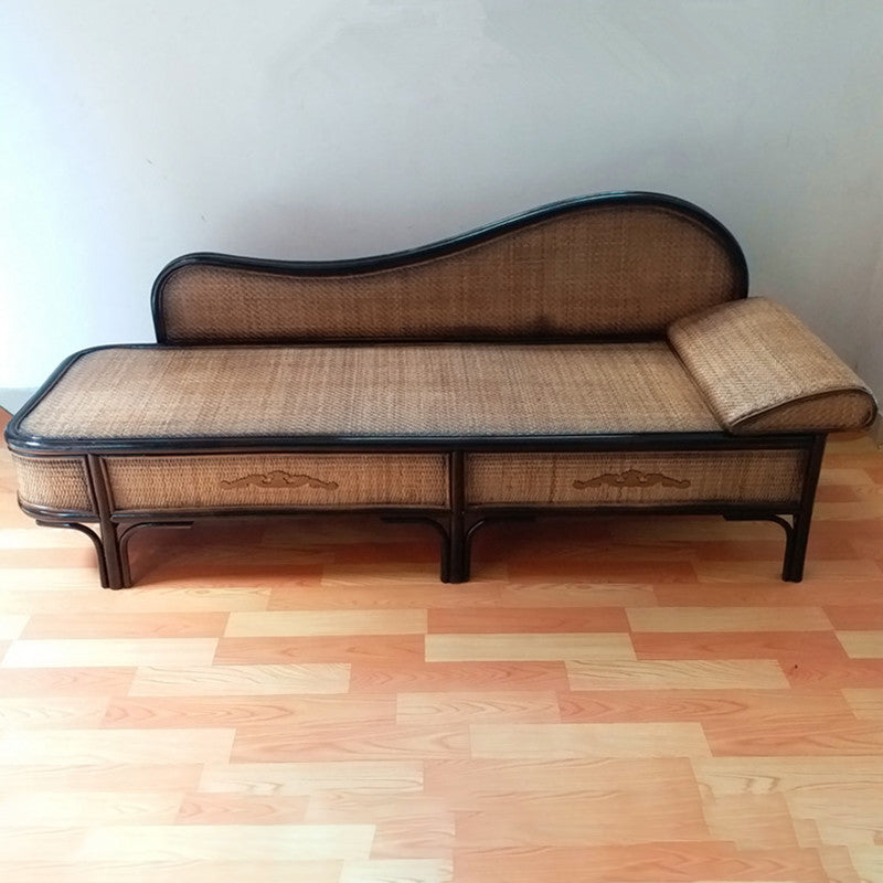 33" H Rattan Accent Chaise Lounge Chair/TV Chair with Pillow